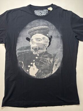 Diesel archived Black Graphic Skull Portrait Y2K shirt